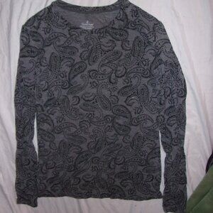 cuddl duds size large womens tee shirt black gray  long sleeve t   tee